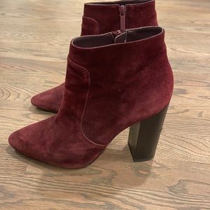 Pour La Victoire burgundy suede ankle boots